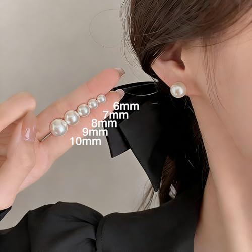 Natural Freshwater Pearl Earrings, 925 Sterling Silver 18K Gold Plated Hypoallergenic 6/7/8/9/10mm AAAA+ Pearl Earring Studs Jewelry for Women