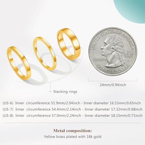 Cicy Bell Stackable Rings for Women 18K Gold Plated Non Tarnish Ring Set | Dainty Cubic Zirconia,Promise Wedding Engagement Rings, Statement Thin Rings,Trendy Jewelry Gifts - color: Gold-Style E, size: 7