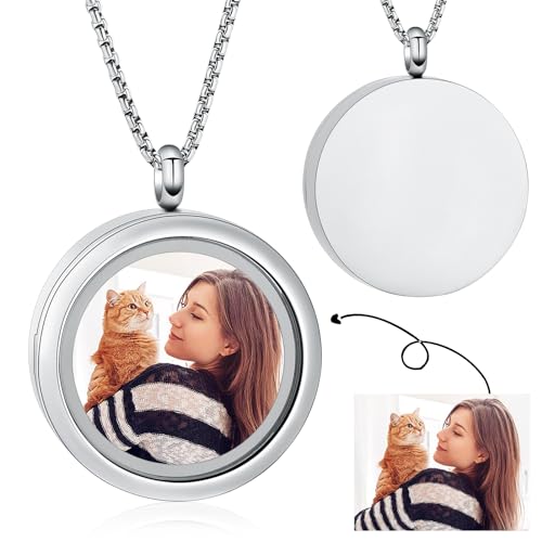 Oinsi Cremation Locket Necklace For Ashes Of Loved One Carry Photo Glass Memorial Urn Jewelry 316L Stainless Steel Keepsake Gifts - color: A-Customize-Text