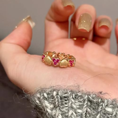 Gold-Plated Butterfly Rings - Vintage Snake Statement Rings with Cubic Zirconia for Women Adjustable Open Rings - style: Vintage Gold Heart