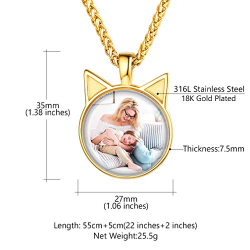 Custom4U Personalized Photo Necklace - Custom Heart/Oval/Round Charm Necklaces with Picture + Chain Adjustable - Stainless Steel/Acrylic Pendant Memorial Jewelry Christmas Gifts for Women - color: A-Gold Color