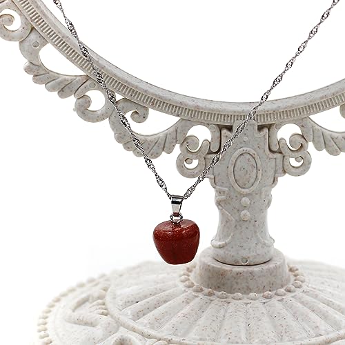 Uloveido Apple Necklace and Earrings Set for Women Cute Apple Jewelry Set for Teacher Mom YL007 - color: Coffee