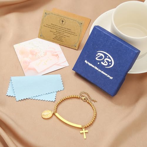 DS Inspirational Bracelet for Women Christian Engraved Bibler Verse Cross Butterfly Daisies Charm Bracelet, Exquisite Stainless Steel Jewelry Daughter Best Friend Bestie - style: Hope does not put us to shame.-Gold