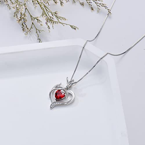 TOUPOP Birth Flower Necklace 925 Sterling Silver Heart Birthstone Pendant Necklaces Birth Month Floral Jewelry Birthday Valentines Day Mothers Day Gifts for Women Wife Mom - style: 1-January-Snowdrop