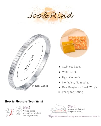 Joo&Rind Gold Bangle Bracelets for Women 18K Gold Plated Stainless Steel Bracelet Oval Hinged Bangles for Small Wrists Non Tarnish Waterproof with Cubic Zirconia Jewelry Gift for Everyday Wear Birthday - color: Square White Zirconia-Silver