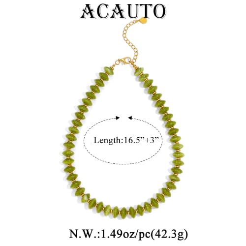 Acrylic Beaded Necklace for Women,Beach Strand Jewelry Gifts | Statement Necklace,Cute Trendy Handmade Jewelry for Women,Chunky Beaded Necklace,Resin Beads Choker - color: Olive Green