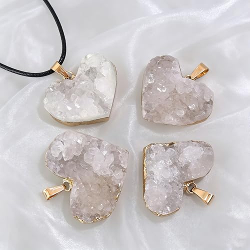 Natural Raw Crystal Necklace for Women Irregular Stone Necklaces Spiritual Gemstone Pendant with Adjustable Rope - color: C-Clear Quartz cluster