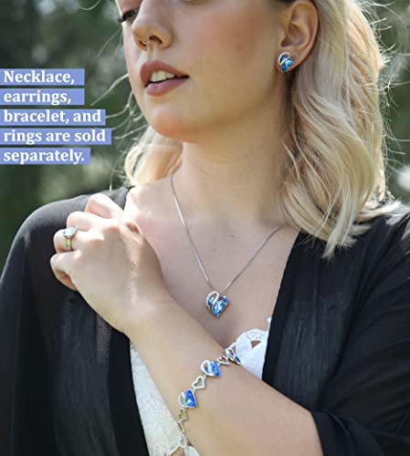 Leafael Infinity Love Women's Adjustable Crystal Heart Ring with Birthstone Crystals Healing Stones, Jewelry Gifts for Women, Birthdays Valentine's Day, Silver-Tone, Open End, Size 6.5-8 - color: 06-March & December-Honesty-Denim Blue