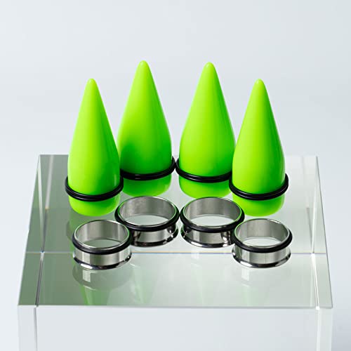 32 PCS 00G - 24mm Ear Taper Kit Gauge Stretching Kit | Hypoallergenic surgical Stainless steel Tapers Tunnels Plugs, body piercing jewelry for women and men - color: Green