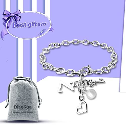 Initial A-Z Bracelets Gift for Women Girls Stainless Steel Chain Bracelet 26 Alphabet Jewelry Gifts for Birthday Anniversary Letter Bracelet Monogram Gifts for Sister Friend Girlfriends Mom 8.26 Inch - color: Z