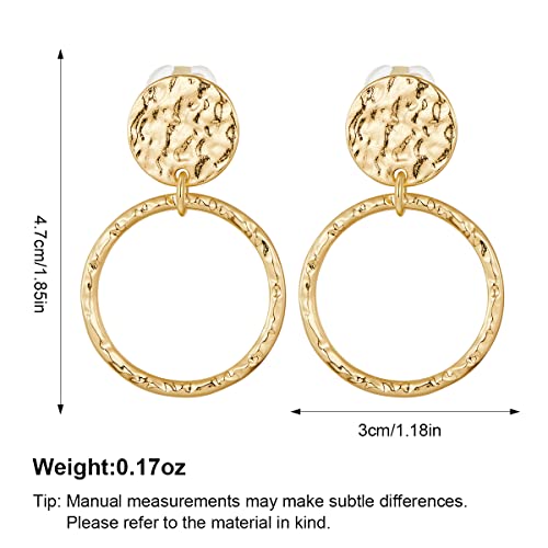 MUYAN Gold Clip On Drop Earrings for Women Non Piercing Dangle Earrings Fashion Jewelry - color: D Clip Gold