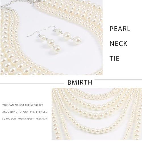 Long Pearl Necklace Layered Pearls Necklace and Earrings Set Pearl Body Jewelry