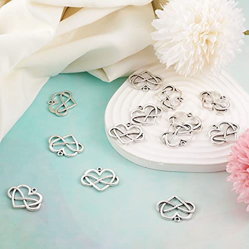 Cheriswelry Mini Heart Charms Enamel Love Heart Alloy Pendants Valentine Dangle Charms for DIY Earring Bracelet Necklace Jewelry Making - color: Heart with Infinity
