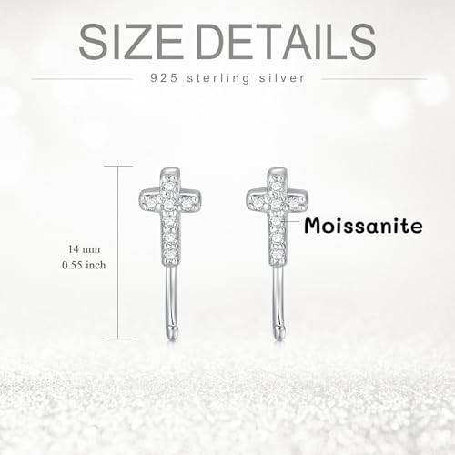 925 Sterling Silver Moissanite Huggie Half Hoop Earrings for Women - style: style 8