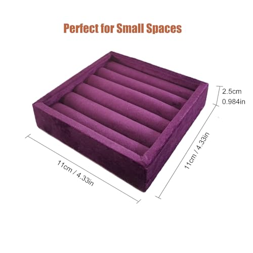 SCIKHETF Velvet Ring Earrings Studs organizer Tray Small Ring Insert Display Tray 5 Slots Stackable (Purple) - color: Purple