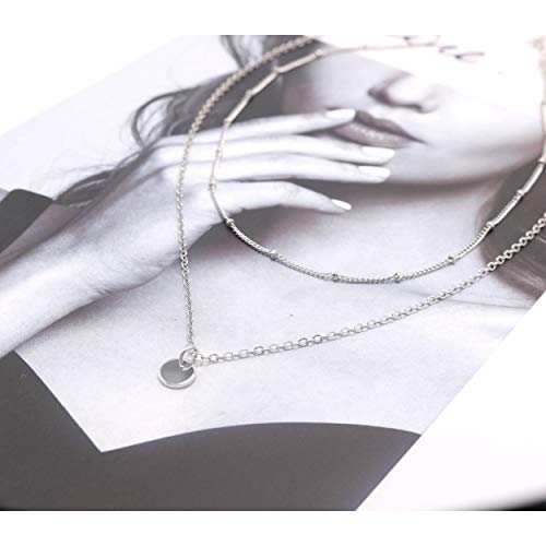 Aisansty Dainty Layered Choker Necklaces Handmade Coin Tube Star Pearl Pendant Multilayer Adjustable Layering Chain Gold Plated Necklaces Set for Women - color: Silver, style: Silver Coin