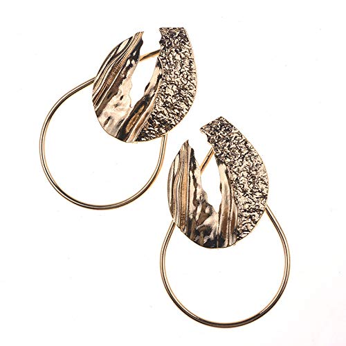Doubnine Hoop Large Hammered Earrings Metal Gold Statement Wedding Women Party Gift Accessories (gold)