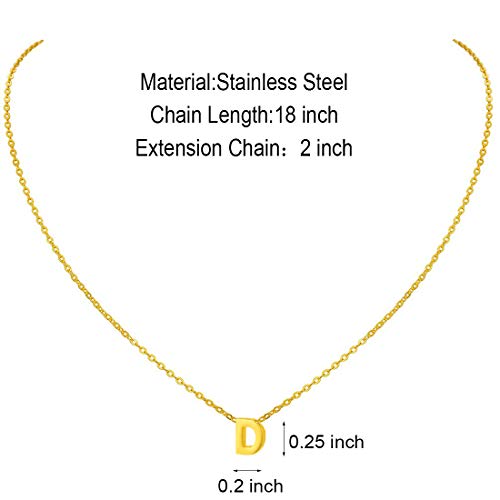 MOMOL Tiny Initial Necklace 18K Gold Plated Small Letter Necklace Personalized Name Necklace for Women - color: Gold D