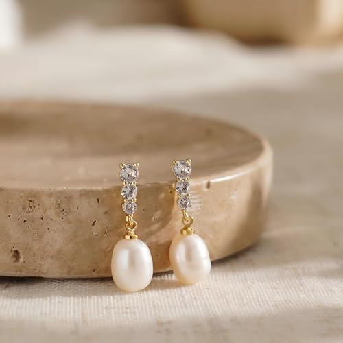 Gold Earrings for Women Trendy, Dainty Dangle Earrings 14K Gold Plated Drop Earrings Cute Wedding Earrings Fashion Prom Bridal Jewelry Gifts - color: Gold-A4