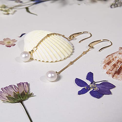 Pearl Dangle Earrings for Women, Threader Earrings Long Drop Earrings, Dainty Hoop Earrings Hypoallergenic Tassel Ear Chain for Wedding Jewelry Gifts - color: Pearl Hook Earrings