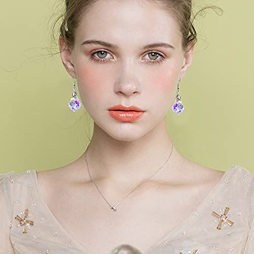 Unique Sparkly Multi-color Crystal Teardrop Dangle Drop Earrings Rainbow Crystal Geometry Earrings for Women Statement Chic Charm Jewelry Gifts - color: Colorful white