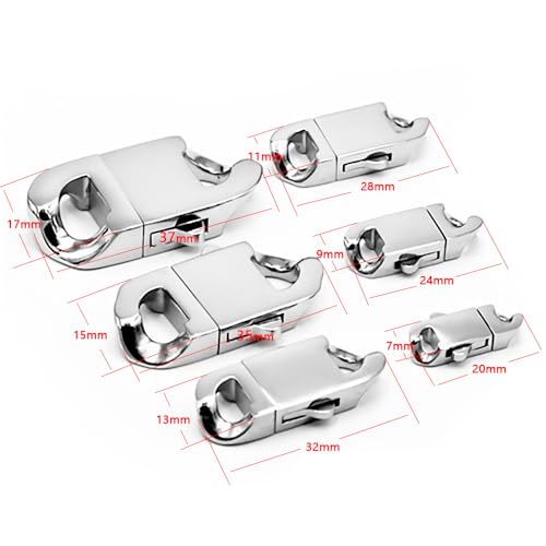 2 Sets Stainless Steel Spring Cuban Link Clasps for Chain Bracelet and Necklace Buckle Jewelry Making Supplies (13mm Wide, Mirror Steel) - size: 13mm Wide