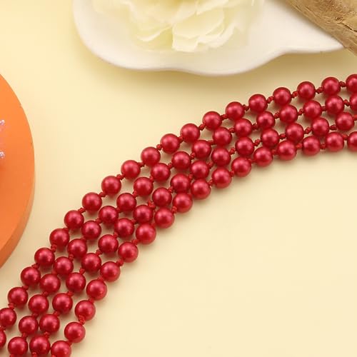 Pearl Necklaces for Women 60'' 70" Long Pearl Necklace 15.75'' Pearl Choker Necklace Chunky Bead Layered Faux Pearl Dangle Wedding Bridal 1920s Gatsby Christmas Costume Jewelry Gifts - color: Red-60''