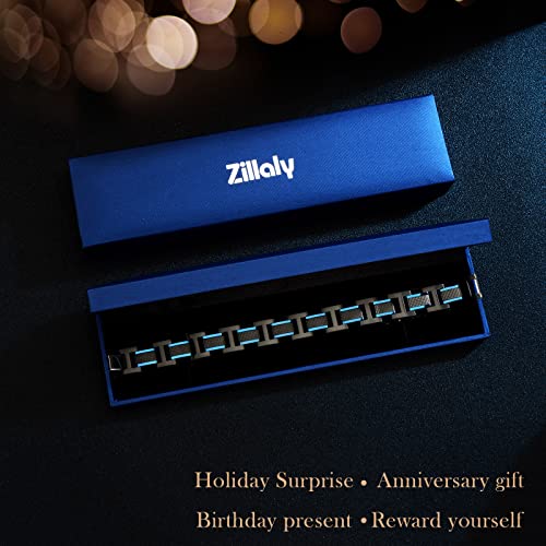 Holizaly Men's Stainless Steel Two Tone Square Link Bracelet, Black and Blue Ion Plated Black - color: blue black