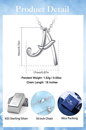EUDORA Sterling Silver Initial Necklaces for Women, Classic 26 Letter Neckless Gifts for Girls, Sister, Mother Daughter, 18 inch Chain - style: A.