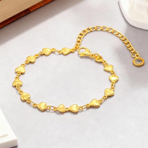 Dainty Bracelet Chain Bracelet Minimalist Jewelry Layering Heart Bracelets Valentines Day Bracelets Gift for Her - color: A1:heart bracelet