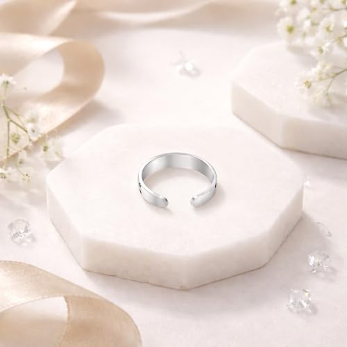 AeraVida .925 Sterling Silver Adjustable Toe Ring or Pinky Ring 5mm Wide Open Band, Stackable Minimalist Summer Foot Jewelry | Sun Moon Star Turtle Butterfly Leaf Olive Branch Ocean Wave Yin Yang Design - style: Celestial Sky 5