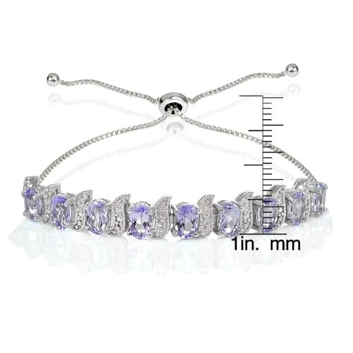 Silver Amethyst and Oval S Adjustable Tennis Bracelet Trendy Dainty Minimalist Bracelet for Women Simple Fashion Jewelry for Petite Wrist Elegant Ladies Accessory