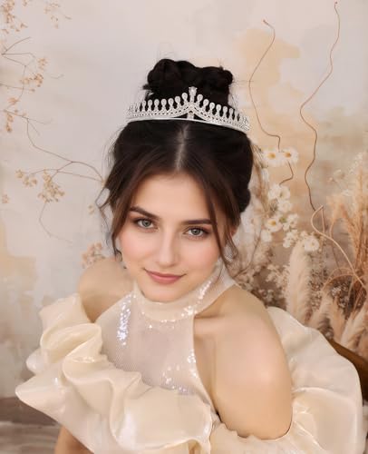 Wedding Crystal Tiara for Women Elegant Bridal Pearl Rhinestone Crown Swan Queen Princess Costume Crown Star Crystal Headpiece Accessory for Cosplay Birthday Party - color: Crystal 1