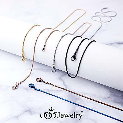 555Jewelry 1.2mm Stainless Steel Snake Chain Necklace for Men & Women, 16-28 Inch - color: Blue