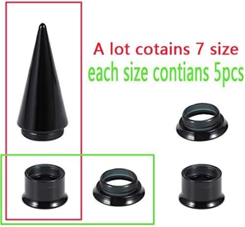 36PCS Ear Gauge Stretching Kit Stainless Steel Double Flare Alloy Tapers 3 In 1 Plugs Set Eyelet 14G-00G - color: Acrylic-(11-20mm)-Black