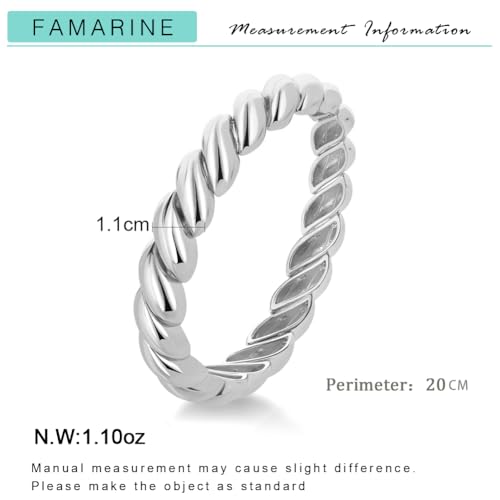 FAMARINE Gold Silver Chunky Bangle Bracelet for Women Men - style: Style B silver