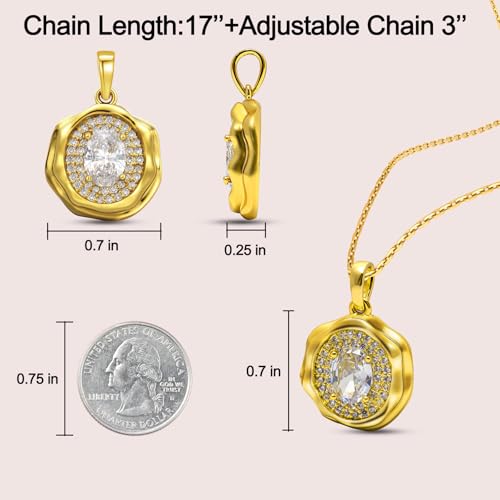 Ahiller Women's Necklace, Dainty Pendant Choker, Adjustable Chain | Heart Initial & Round Pendants, Daily Necklace,17-21" Adjustable Necklaces, Trendy Minimalist Jewelry, Stainless Steel Chain - color: JS-Gold, style: Other Shapes - Multi-Color