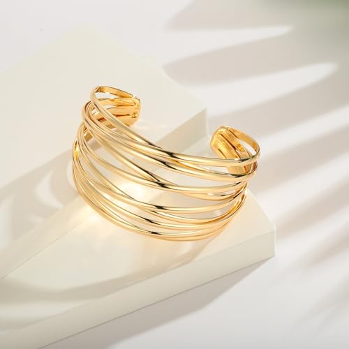 Gold Cuff Bracelets For Women Line Bangle Open Cuff Bracelet Fashion Wrist Adjustable Bracelet - style: SZ21053A