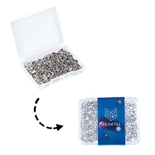 UNICRAFTALE 150pcs 10x4mm Stainless Steel Screw Eye Pin Peg Bails Small Screw Eye Pins Clasps Hooks 1.5mm Pin Eye Screws Connectors for Half Drilled Beads Jewelry Earring Making, Hole 2mm - color: Stainless Steel Color