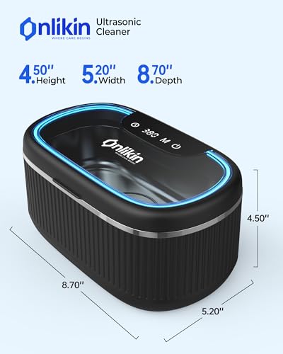 35W Ultrasonic Jewelry Cleaner, 45KHz Retainer Cleaner for Jewelry, 5 Timer & 3 Power Modes, Eyeglasses, Rings, Watch Strap, Dentures - 20oz, 304 Stainless Steel Tank, Quiet <38dB (Black) - color: Black