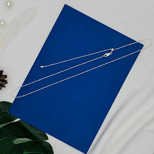 SEA OF ICE Sterling Silver 1mm Diamond-Cut Bead Station Rolo Chain Adjustable Necklace For Women, Size 22" Italy