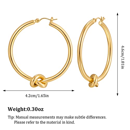Large Gold Knot Hoop Earrings for Women 18K Gold Hoop Earrings Statement Lightweight Hoops Trendy Gold Hoops Earrings Jewelry - color: B-Big Hoop Earrings-Gold