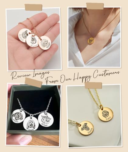 Personalized Locket Necklace for Women with Engraved Text & Picture | Custom Birthday Flower Locket Necklace Mothers Day Gift for Mom Mother Wife - color: Pet