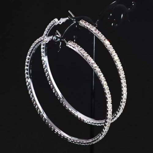 8 PcsCuban Link Chain jewelry sets for Woman with Rhinestone Necklace Bracelet Earrings Bling Diamond chunky Chain Jewelry - color: Silver B, size: 22inch
