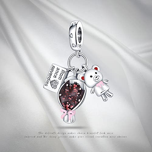Pandach Animal Charm Bead fits Charms Bracelets for Woman-925 Sterling Silver Dangle Pendant Bead,Jewelry Beads Gifts for Women Bracelet&Necklace - style: Three Piece Charm Bear Bouquet