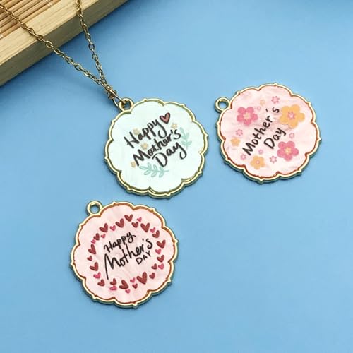 Youdiyla 8pcs Alloy Enamel Printed Flower Mother's Day set Pendant Jewelry Making DIY Keychain Earrings Pendant Various Design Charms for Jewelry Making Bracelets Necklace (SN775) - color: SN775