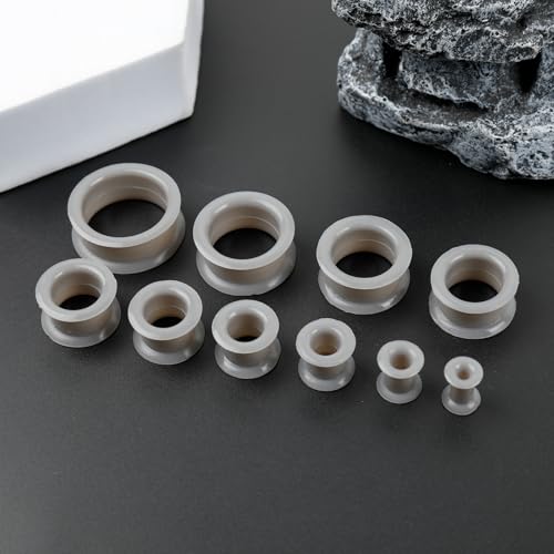 20Pcs Silicone Ear Gauges 2G-25mm Flexible Ear Tunnels Gauges Soft Expander Stretching Ear Plugs Tunnels Black Earring Piercings Jewelry for Men Women - color: Thick Grey Silicone