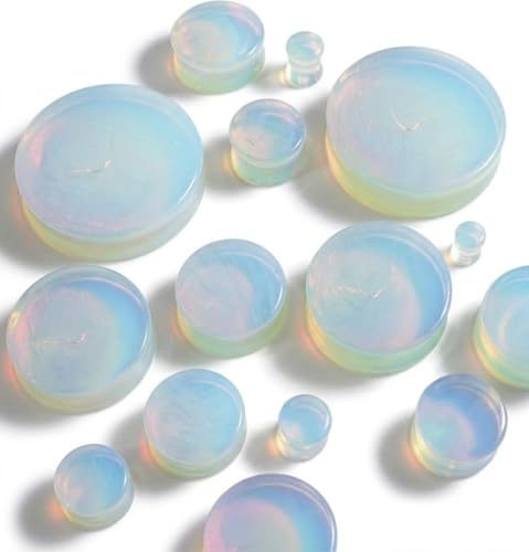 Opalite Organic Stone Ear Plugs Gauges Sold in Pairs - style: 22mm-7/8 inch