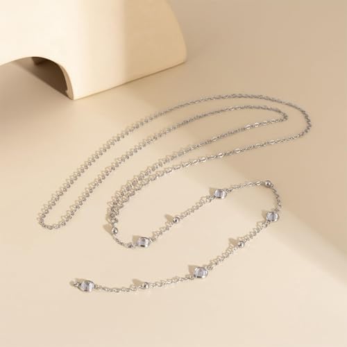 Gold Long Chain Y Necklace for Women Dainty Tassel Rhinestone Statement Collar Choker Necklace Simple Daily Charm Beach Party Jewelry