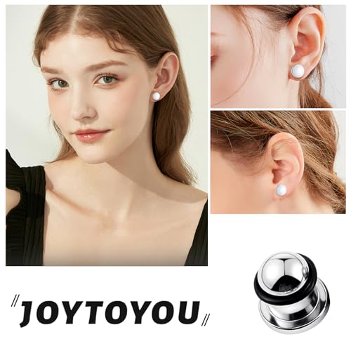 9 Pairs Ear Stretching Kit Stainless Steel Ear Plugs Ear Gauges Ear Expanders Set Flat Back Earring Stretching O-Shaped Rings Body Piercing Jewelry for Men Women 14G-00G - color: Silver